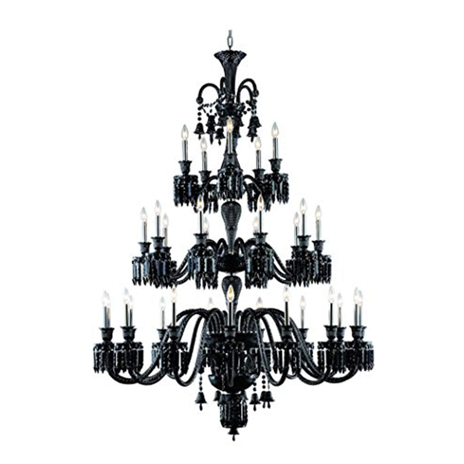 Elegant Lighting 8930G54B-JT EC Majestic Collection 30-Light Large Hanging Fixture with Elegant Cut Jet Black Black Finish