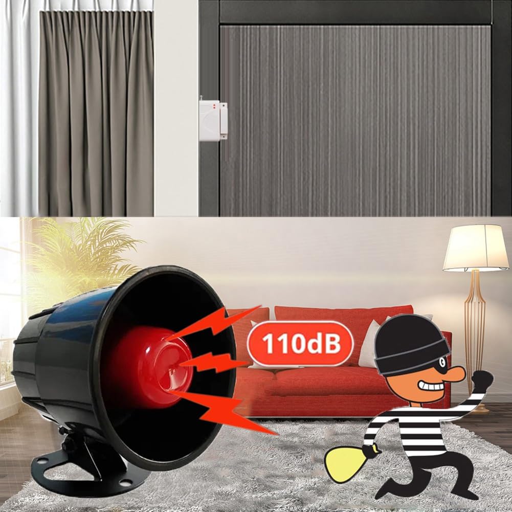 Wireless 433 MHz Alarm Sirenensystem für Den Schutz der zu Hause mit Einbrecher Des Tür mit Türsensor Langstrecke Einfach zu Installierende EU -Stecker