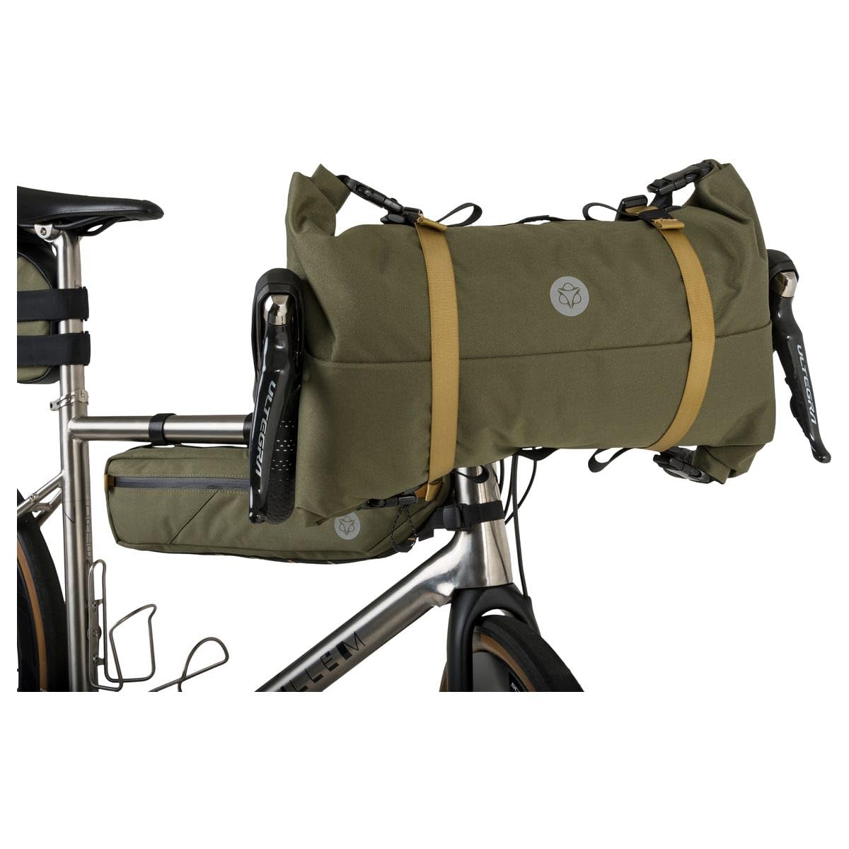 AGU Bikepacking torba na kierownicę rowerową, torba na rower 17L do mocowania do kierownicy, hydrofobowa, odblaskowa, łatwy montaż, 100% poliester z recyklingu - Army Green