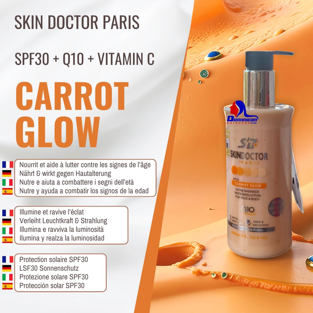 Duo SD Skin Doctor Paris Carrot Glow : Lait Corps SPF30 & Crème Visage SPF45 – Vitamine C & Q10