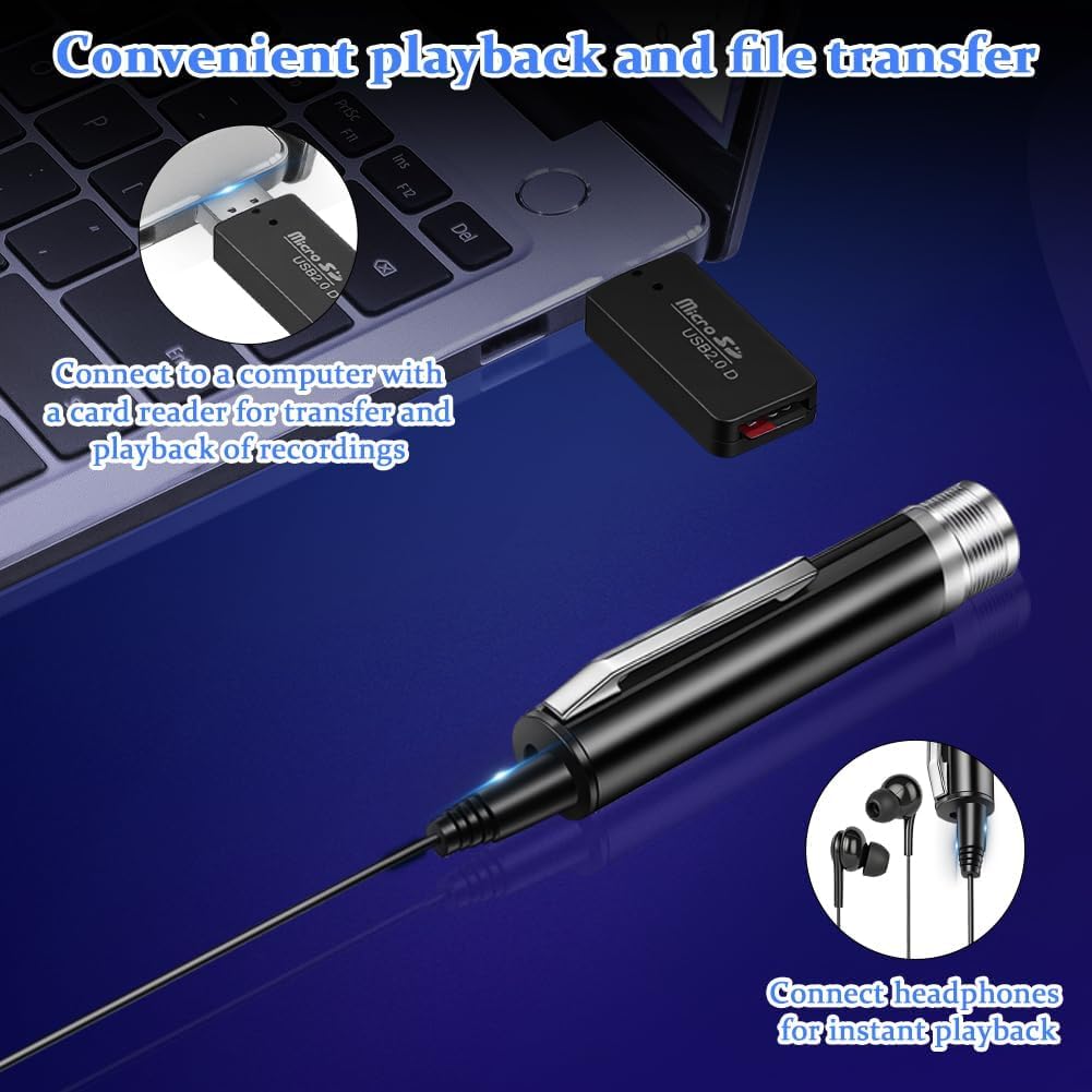 Ainiv 64GB Registratore Vocale, Registratore Audio HD con Lettore di Schede, Registrazione Penna a Forma di Penna per Lezioni, Riunioni, Classi, Digitales Diktiergerät, Voice Recorder Diktiergerät