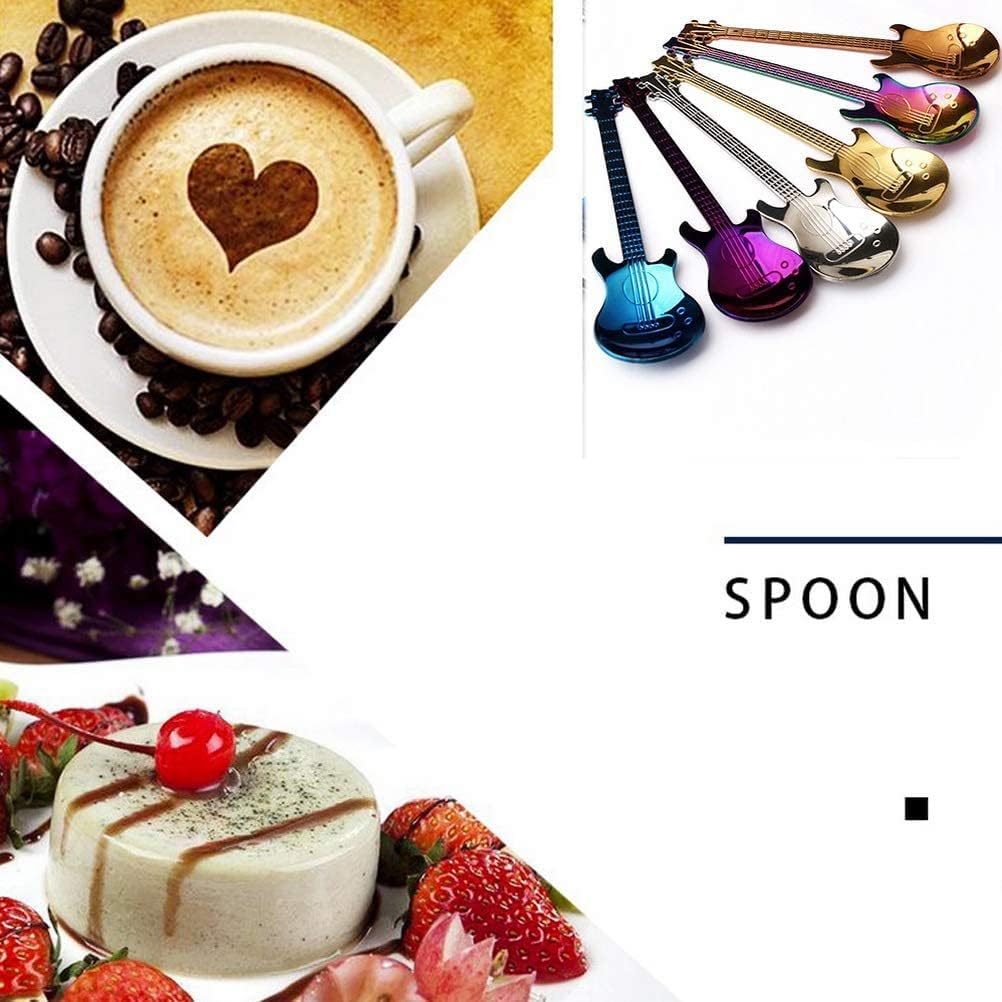 Guitar Coffee Teaspoon, 6-Piece Stainless Steel Teaspoon Dessert Spoon Stirring Beverage Milkshake Jam (Multicolor) - Image 5
