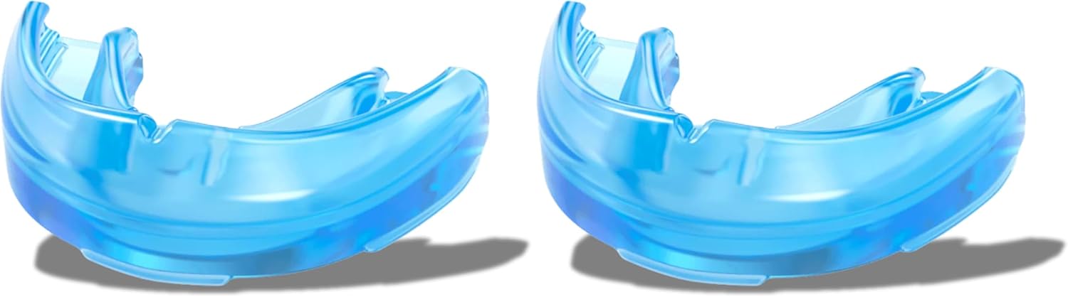 Shock Doctor Mouth Guard for Braces,Upper Teeth Protection,Instant Fit,Adult & Youth Sizes,Blue,(Pack of 2)