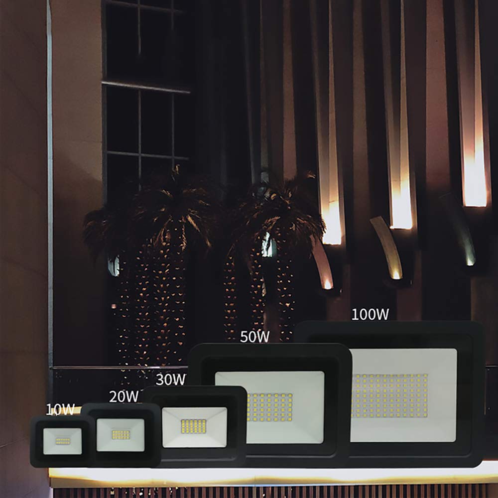 WCT [Lot de 2] 50W Blanc Chaud LED Projecteur Noir Réflecteur AC 220V IP68 LED Projecteur Mur Extérieur Paysage Éclairage