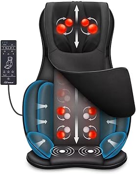 Snailax Neck Back Massager with Heat, Full Body Massage Chair Pad, Adjustable Compression, Rolling, Shiatsu Massage Seat Cushion, Chair Massagers,Gifts for Women, Man (Upgrade)