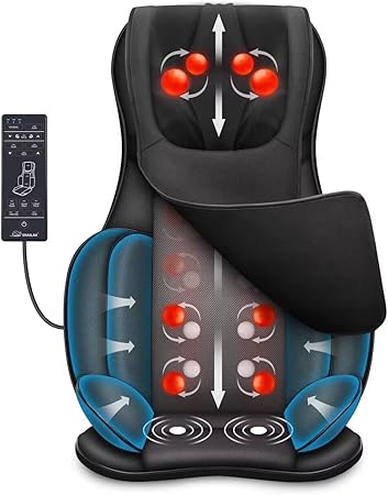 Snailax Neck Back Massager with Heat, Full Body Massage Chair Pad, Adjustable Compression, Rolling, Shiatsu Massage Seat Cushion, Chair Massagers,Gifts for Women, Man (Upgrade)