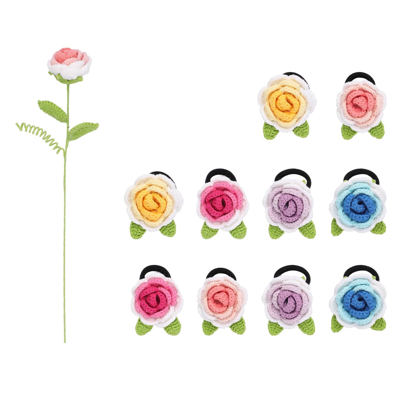 Msioytog Lovely Flower Hairband Crochet Kits Hair Bands Crochet Starter Kits with Hook Set Knitting Accessorie Flower Hairband Starter