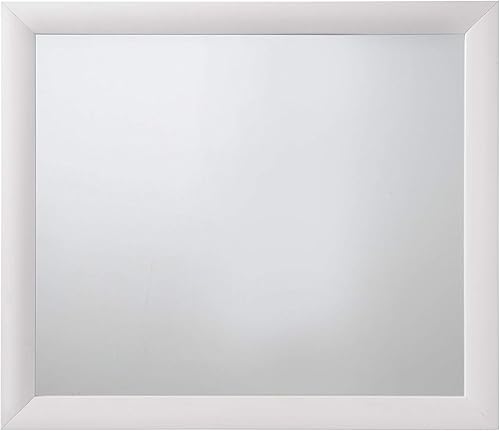 Benjara - Espejo enmarcado de madera con forma rectangular, color blanco y plateado