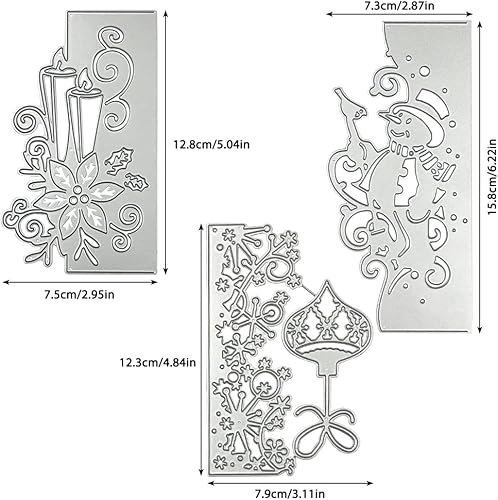 Miniatura 5 de 3 piezas troqueladas para hacer tarjetas, troqueles de corte de metal de Navidad de SENHAI para álbumes de recortes, plantillas de copo de nieve