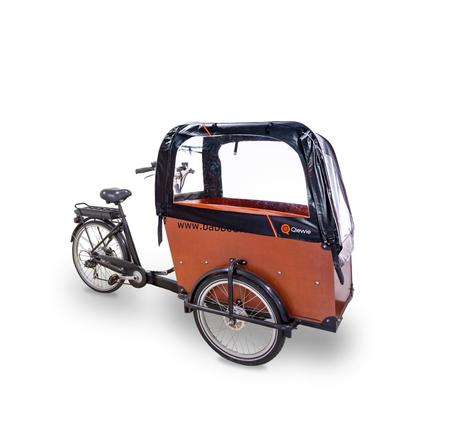 Luxus Regenzelt - Geeignet für Babboe Big Lastenfahrrad - MIT Verdeckgestänge (Schwarz)