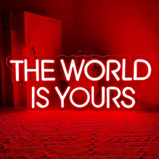 The World is Yours Neon Sign,Red Dimmable LED Light Signs for Wall Art Decor,Backdrop for Cinema Bedroom Club Party Man Cave,Gift for Boys Teen Men USB Powered（14.2"*5.5"）