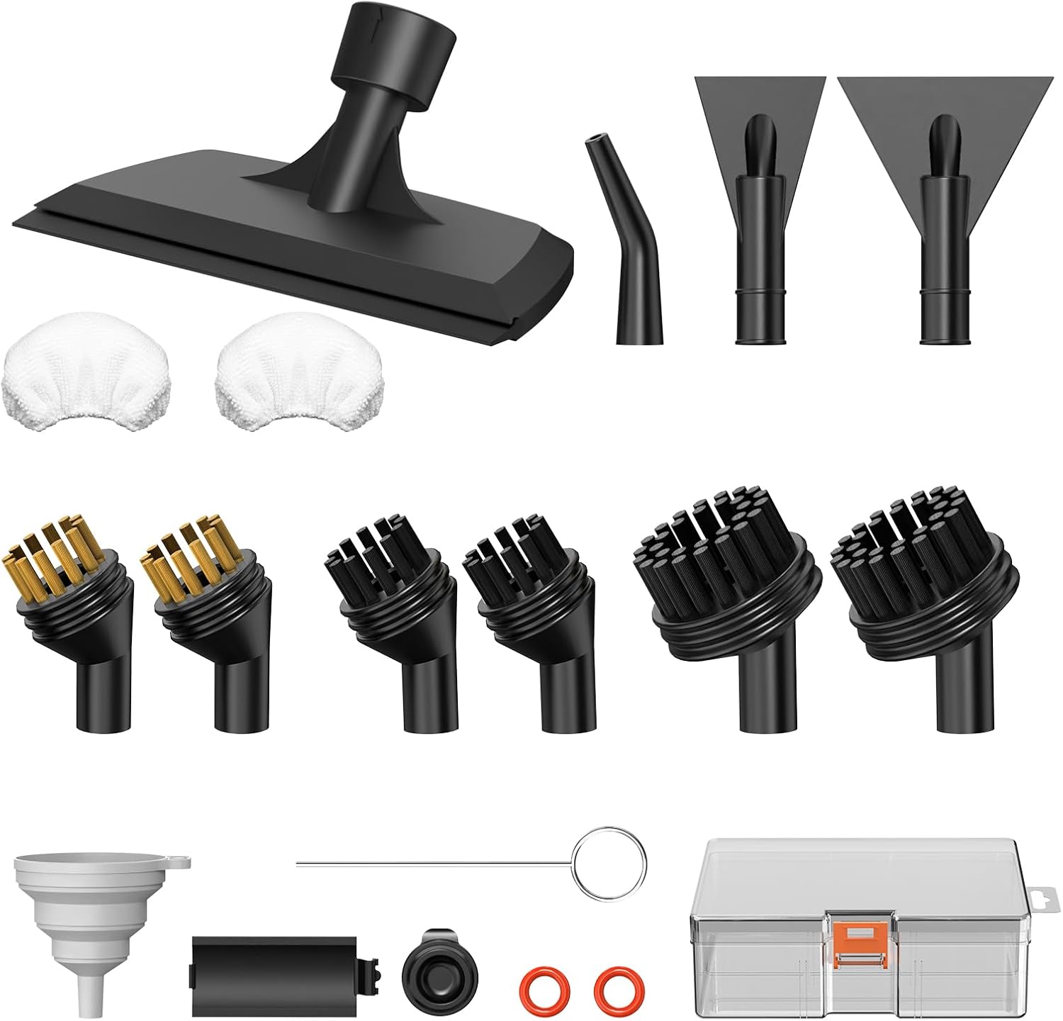 Steam Cleaner Accessories Compatible with Granarbol Steam Cleaner,Nylo/Brass Brush,Window/Surface Scraper/Towel Cover for Handheld Steamer Cleaning with Storage Case-18 PCS
