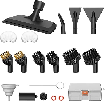 Steam Cleaner Accessories Compatible with Granarbol Steam Cleaner,Nylo/Brass Brush,Window/Surface Scraper/Towel Cover for Handheld Steamer Cleaning with Storage Case-18 PCS