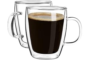 YUNCANG Clear Mugs for Coffee: Double Wall Glass Gems