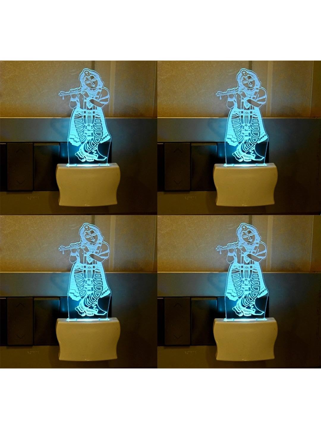 AFAST Stylish Light 3D Illusion Decorated Christmas Tree LED Plug & Play Wall Lamp, Self Color Changing, Dia: 5 X 10 X 5 Cm, Pack of 4 | Pack of 4 - A602-image-2