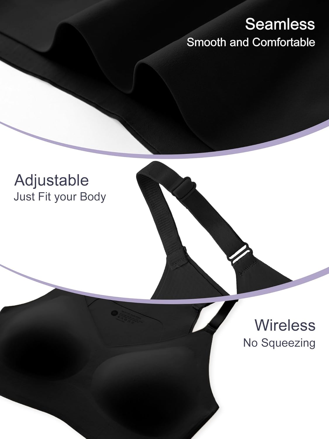 Sleep Bras for Women S/M, Wireless Seamless V-Neck Comfortable Sleeping Bralette, Sleep Lounging Bra with No Pads - Image 4