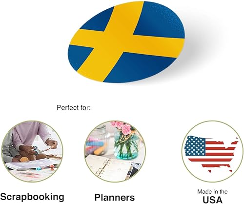 Miniatura 2 de Desert Cactus Adhesivo de vinilo con la bandera del país de Suecia, 1 pulgada, redondo, dos hojas, 50 piezas en total, con logotipo de niños, álbum