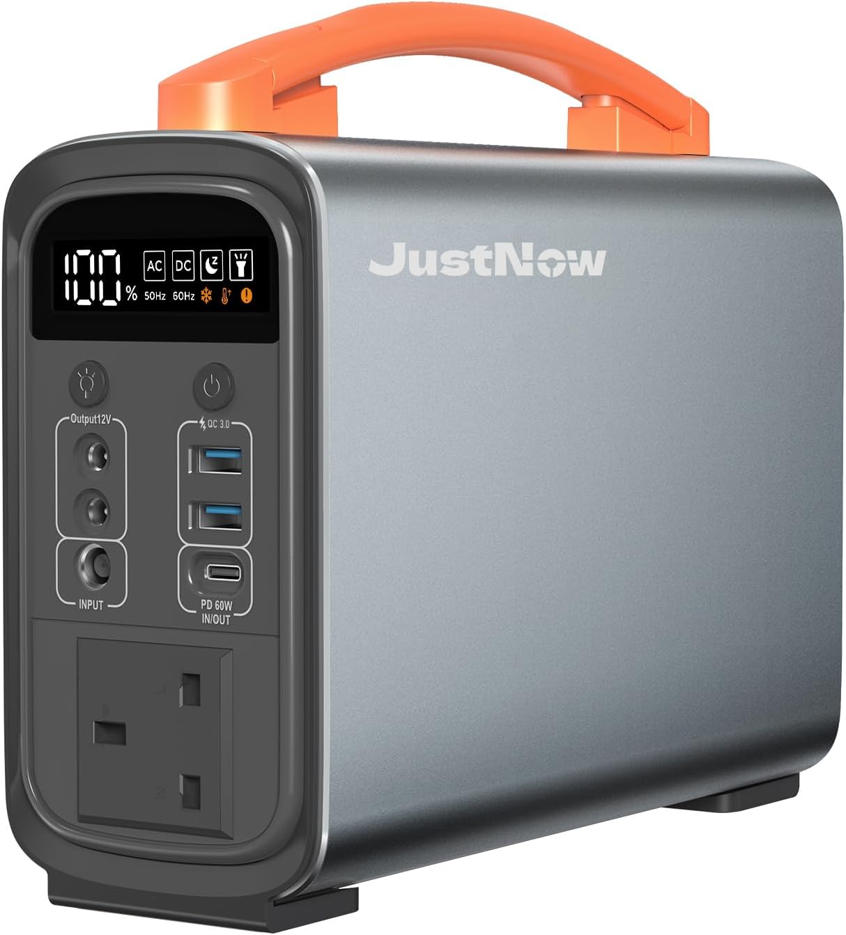 JustNow Portable Power Station, 320Wh Outdoor Solar Generator with LiFePO4 Battery, 100000mAh Electric Emergency Power Supply, 240W Pure Sine Wave AC Outlet for Camping Trip and Off-grid