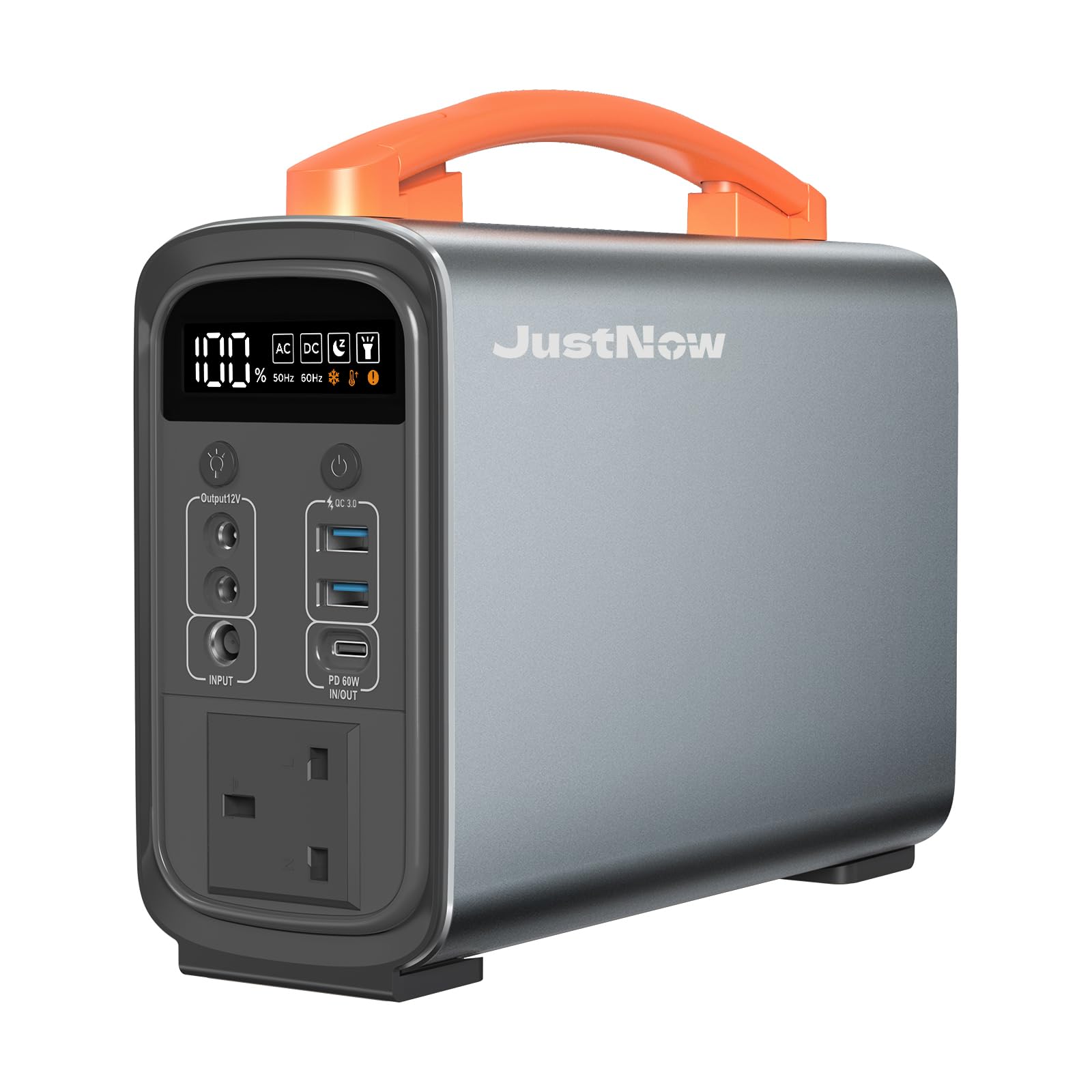 JustNow Portable Power Station, 320Wh Outdoor Solar Generator with LiFePO4 Battery, 100000mAh Electric Emergency Power Supply, 240W Pure Sine Wave AC Outlet for Camping Trip and Off-grid