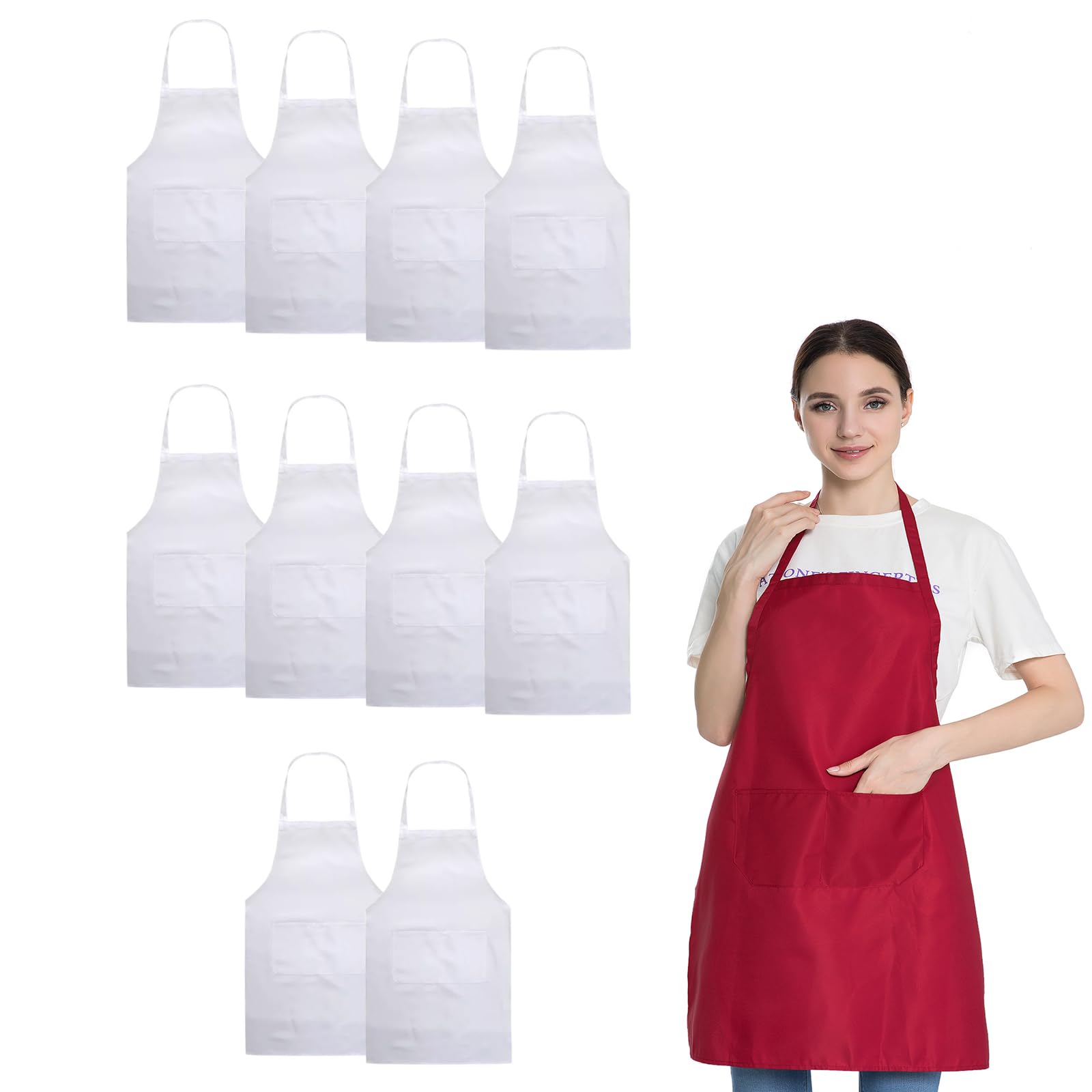 Hi loyaya 10 Pack White Aprons Bulk