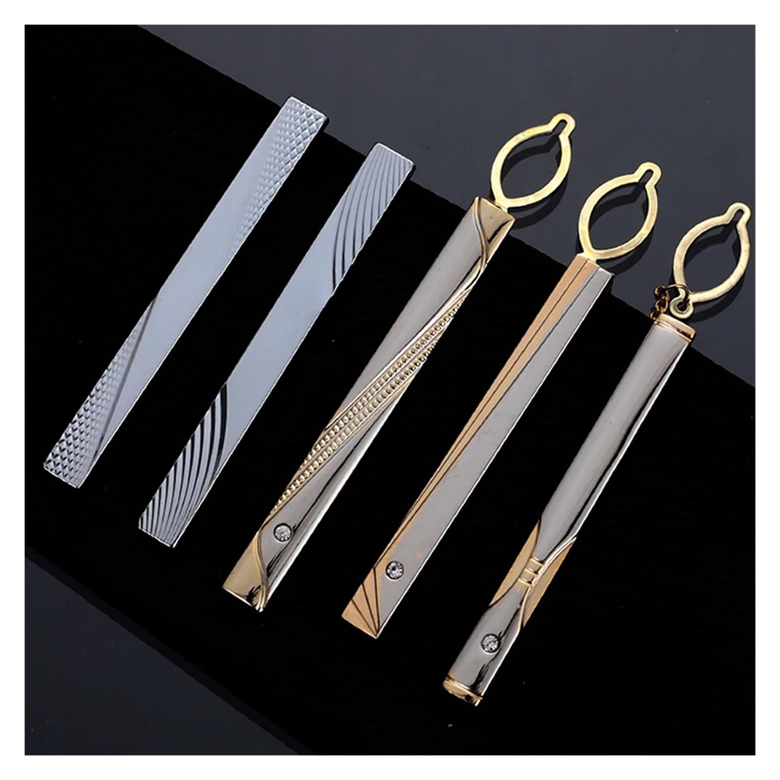 Krawattennadel Goldfarbene Krawattenklammer mit Kette for Herren, Hochzeit, Krawatte, Krawattenverschluss, Clip, Gentleman-Krawatten, Krawattennadel for Herren-Accessoires
