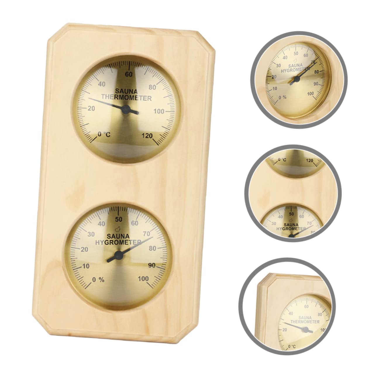 Happyyami Termometro Igrometro 0-120℃ in Legno per Sauna Misuratore di Umidità e Termostato Interno, Lettura Rapida