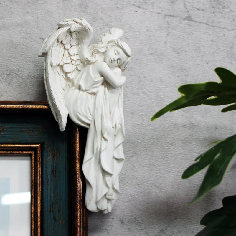 DOITOOL Türrahmendekoration Engel 2Er Set Schlafende Engel Figuren Aus Resin Klassische Engelsornamente Für Wohnkultur Fensterdeko Und Weihnachtsdeko Links Und Rechts 6.30X3.15X1.46 Zoll