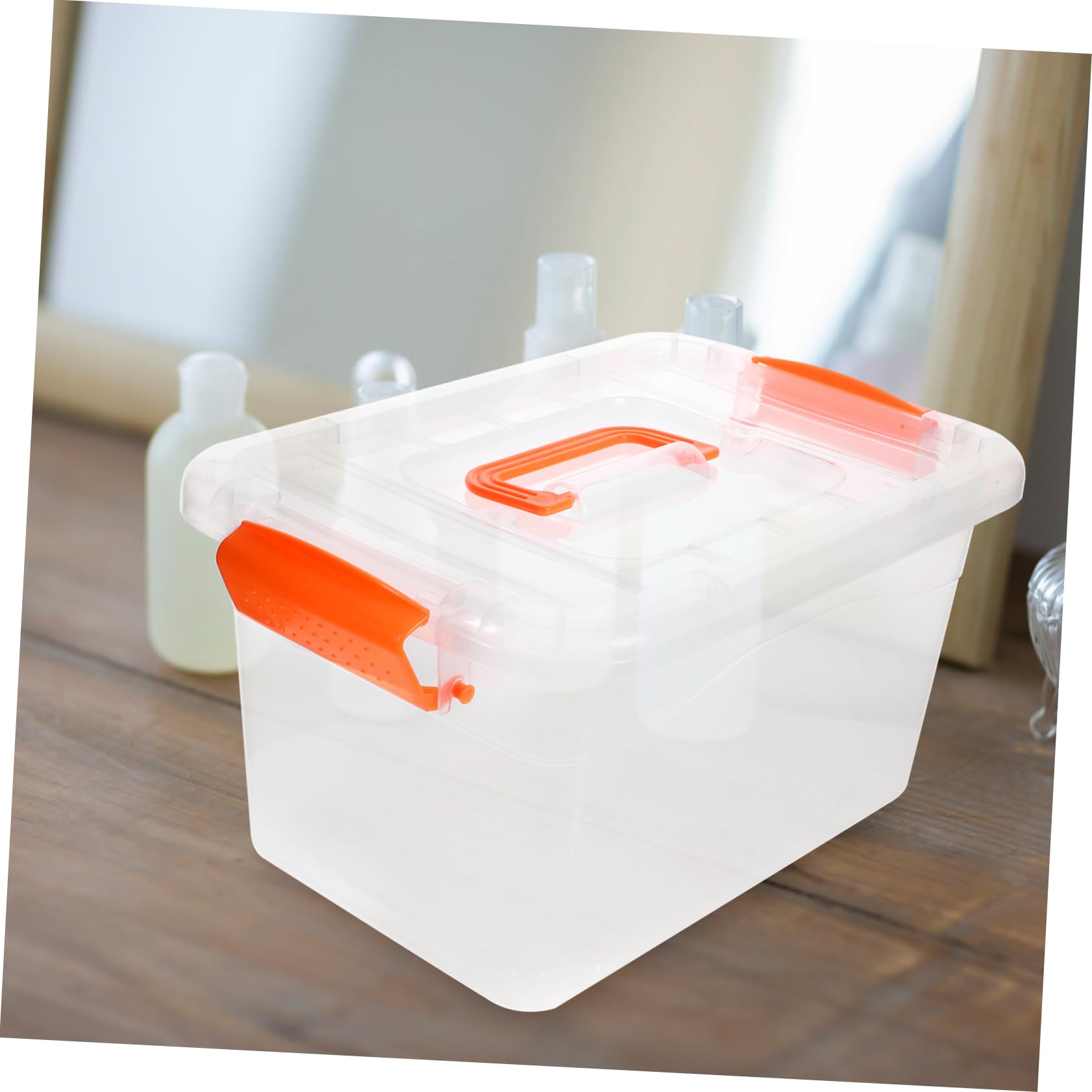 GLEAVI Cajas de Almacenamiento Transparentes 3l, 6 Piezas Grandes Tapa y Asa, Caja Organizadora de Plástico Resistente para Hogar y Cocina, Contenedores Portátiles para Uso Diario