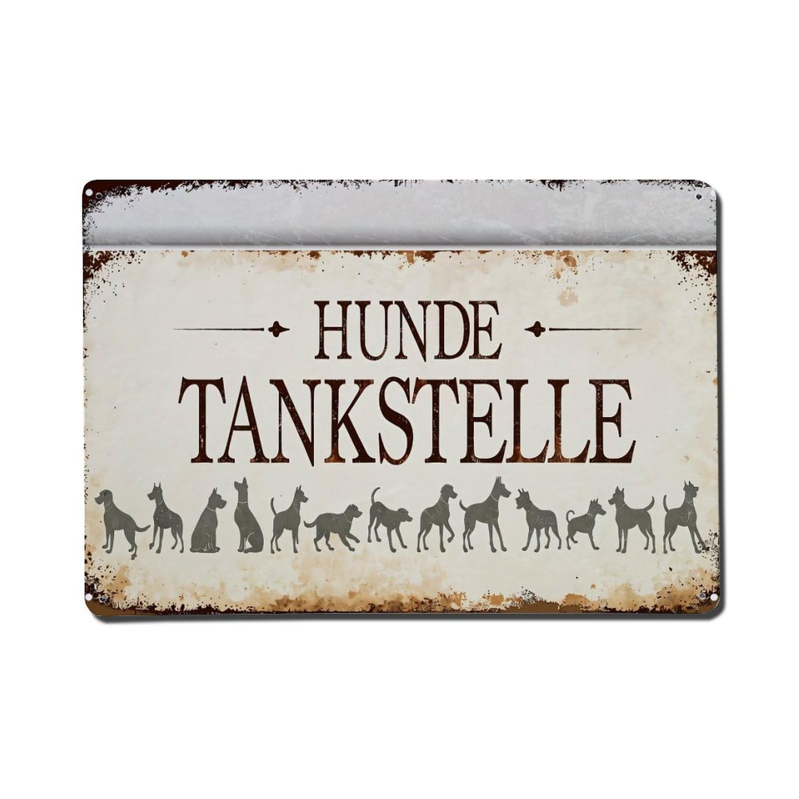 Hunde Tankstelle Dog Silhouettes Sign Retro Metal Tin Sign, Vintage Decor Art Poster for Bar, Home, Man Cave, Kitchen, Laundry Room Gift 8x12Inch