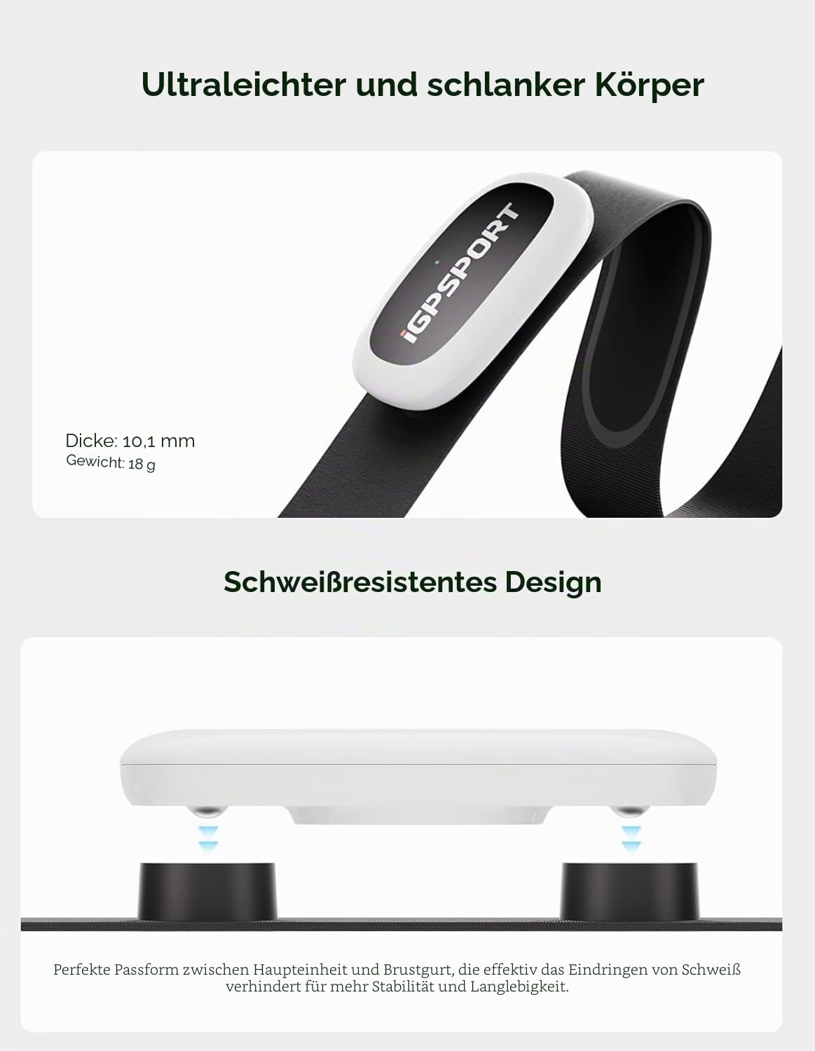 iGPSPORT HR40 Herzfrequenzmesser, Bluetooth & ANT+ mit Brustgurt für Laufen, Radfahren, Fitnessstudio, kompatibel mit Garmin Polar Wahoo