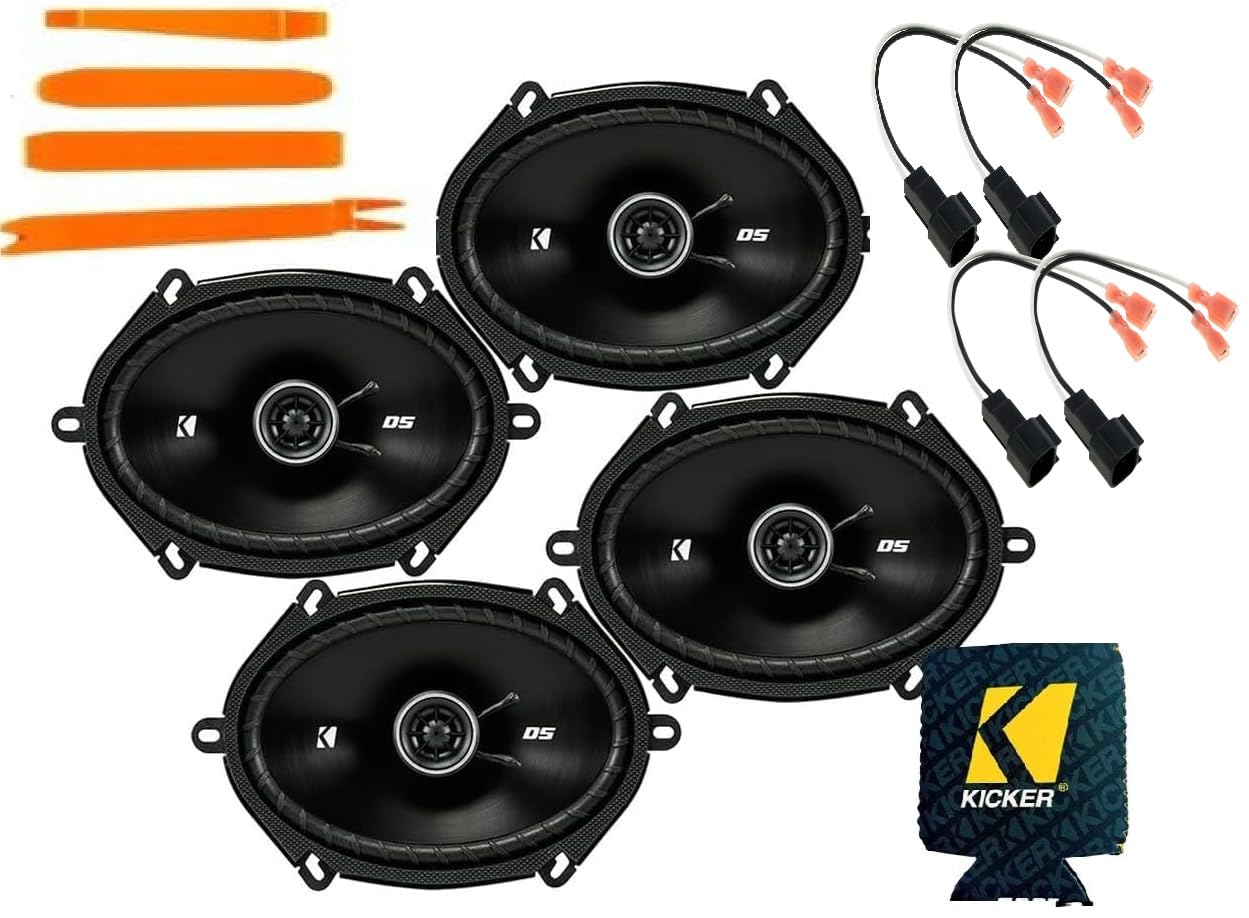 Kicker DS- Series Speakers 6X8 inch for Ford F-150 1999-2014 Upgrade Kit - 4 Pack of Speakers with Harness 72-5600, Coaxial Audio Front & Rear Door