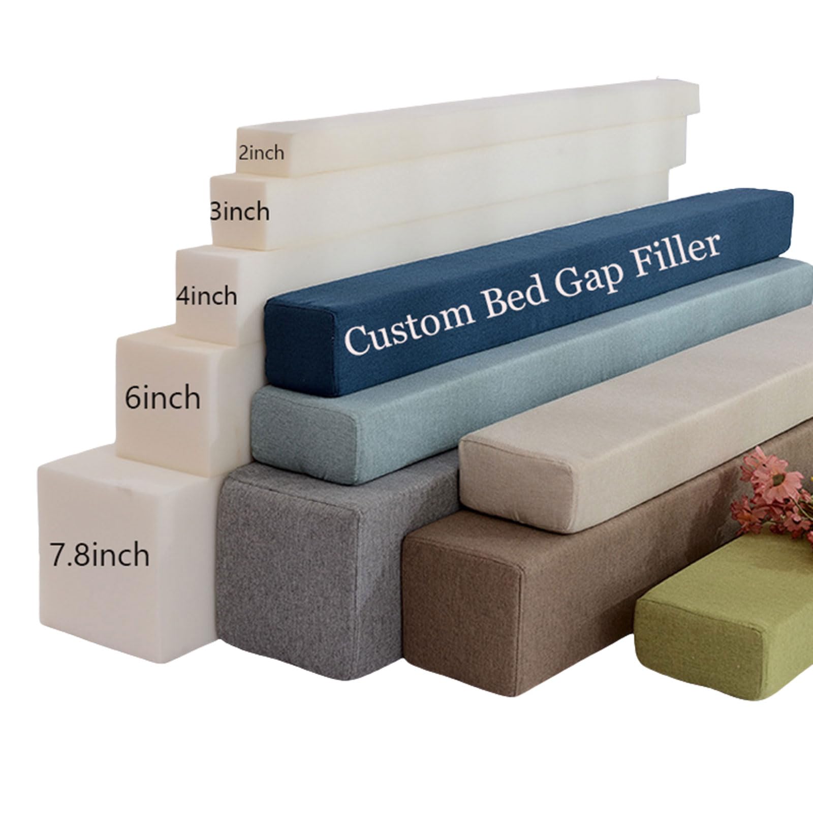 Custom Bed Gap Filler, Mattress Wedge Gap Crack Filler Twin Space Filler Between Bed and Wall with Removable Cover, Full Mattress Extender Stuffer for Queen King Headboard Bed (Linen)