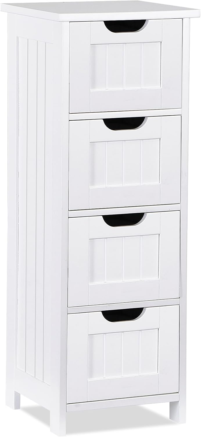 ZENY Bathroom Floor Storage Cabinet with 4 Drawers for Bedroom, Bathroom, Hallway, Narrow Toilet Paper Cabinet, Freestanding (Brown)