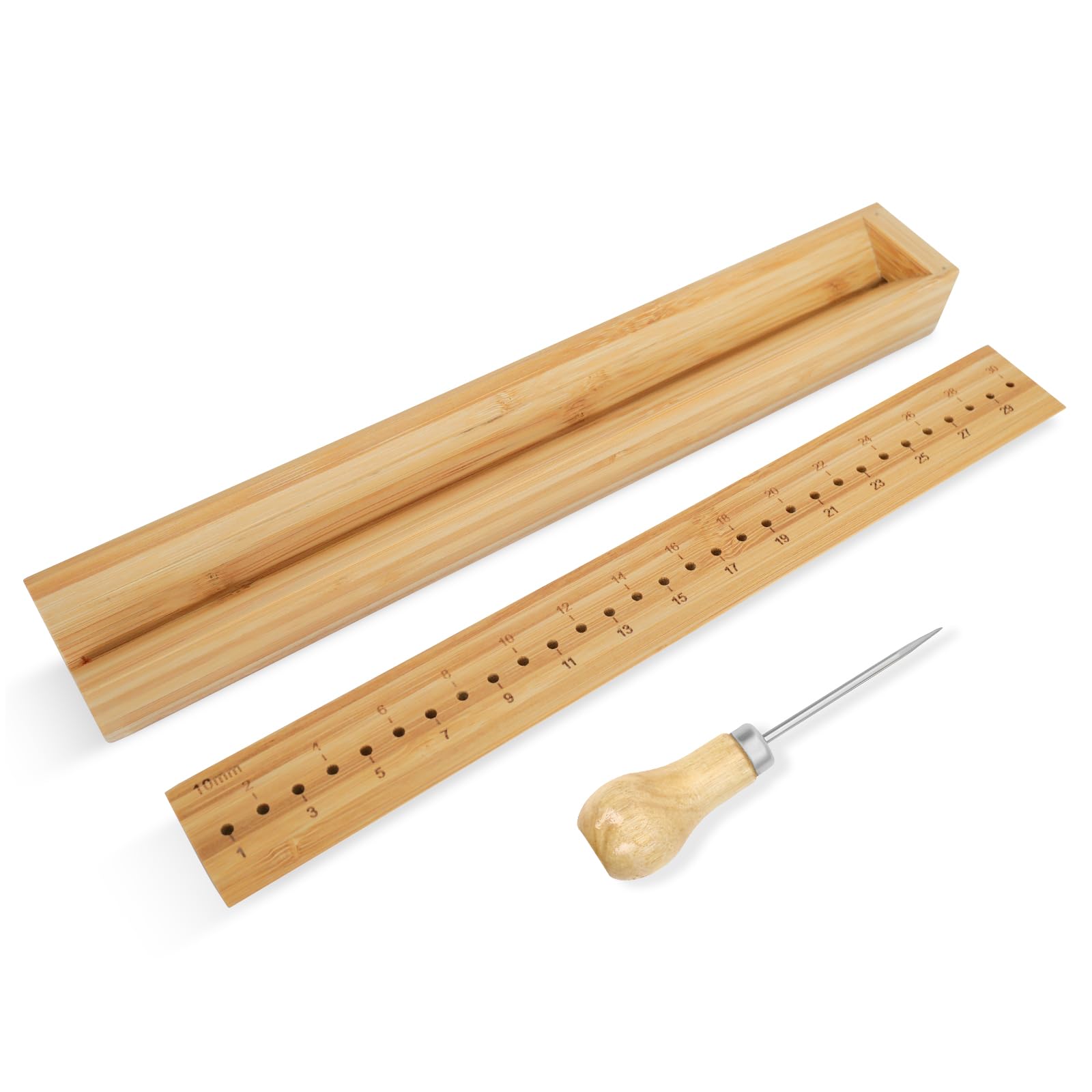 32 cm Punzonadora de Encuadernación de madera,con un punzón y cuna para manualidades,Punzonadora de Madera para Juego de Carpetas de Encuadernación