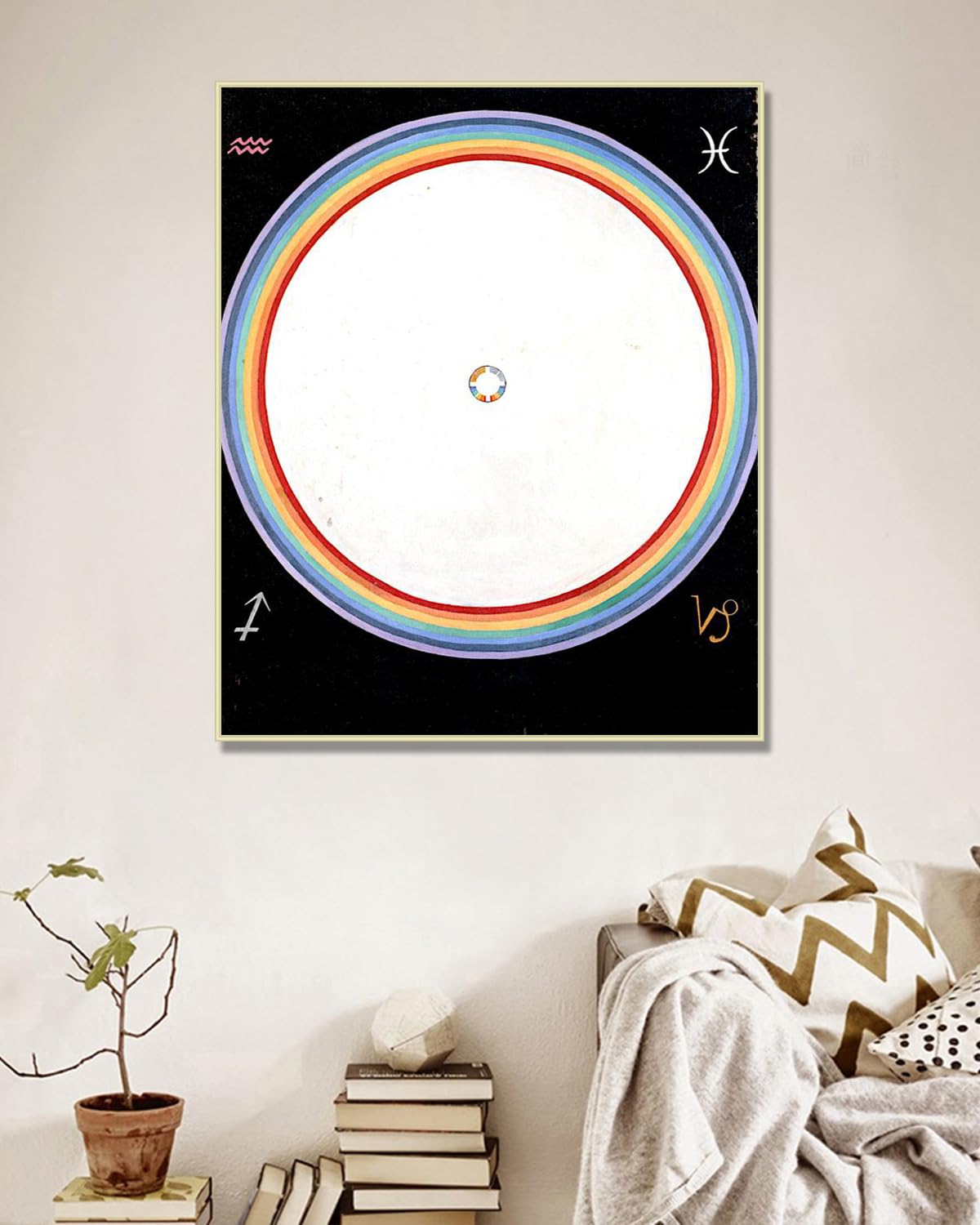 NHLDZYH Rama szampana. Słynne wydruki artystyczne, (Gołąb, nr 14) autorstwa Hilma af Klint, abstrakcyjna sztuka współczesna, obrazy na płótnie do dekoracji domu. 30 x 36 cm