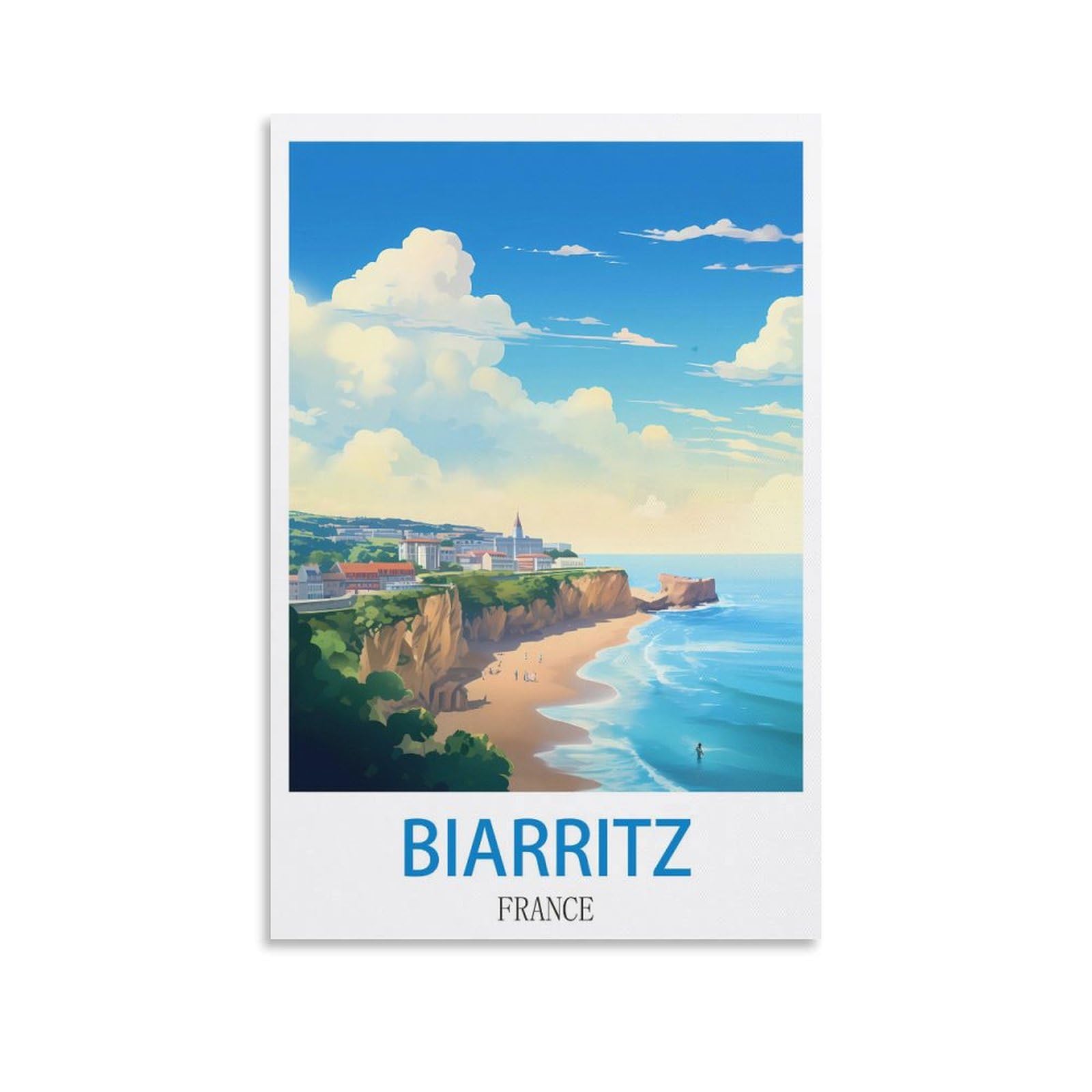 Nprzm A052 Vintage Metal Tin Sign Biarritz Frances Tin Sign Metal Retro Art Wall Poster For Home Club Garden Decor 15X30cm