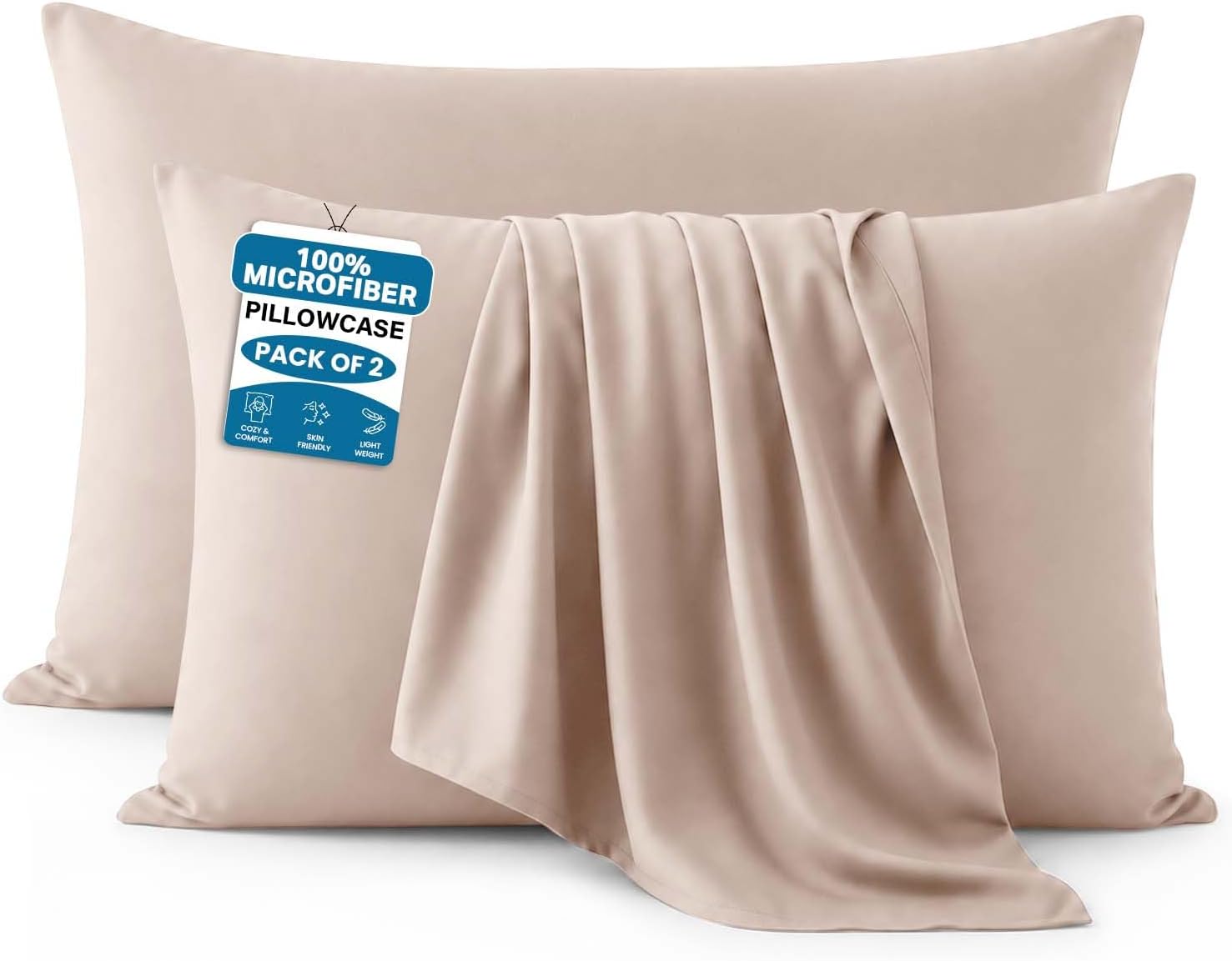 Moonlight Bedding Pillow Cases 2 Pack โ Peach Pillowcases Envelope Closure Super Soft Brushed Microfiber Standard House Wife Pillow Covers, (50 X 75 CM)