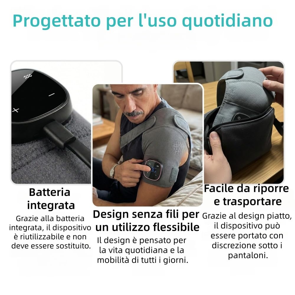 Hewelth ReliefChain Therapy Device massaggiatore per spalle triple method, 5 Livelli di Riscaldamento, 3 Modalità di Vibrazione, Ricaricabile Per Uomini e Donne