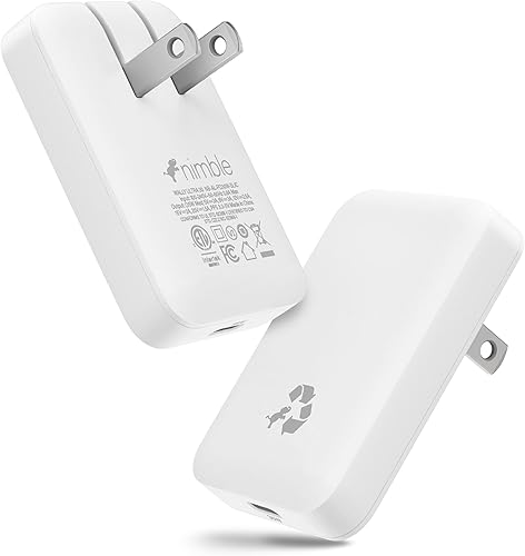 Nimble Wally Cargador USB C ultra plano, 30 W, cargador de pared delgado listo para viajar, bloque de carga rápida, adaptador de corriente plegable