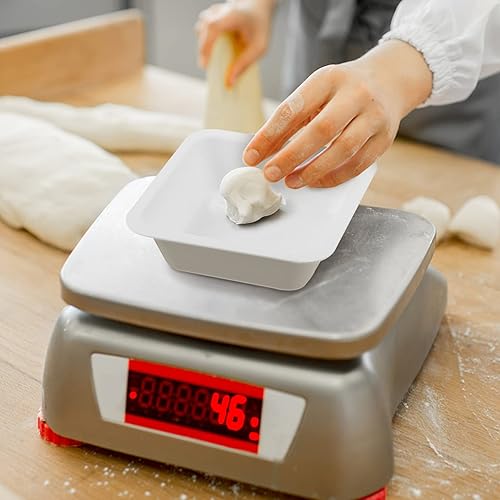 Miniatura 8 de POPETPOP Sartén de pesaje de cocina, 20 bandejas de plástico desechables de 3.4fl oz, mini plato de laboratorio cuadrado para pesar y mezclar polvo