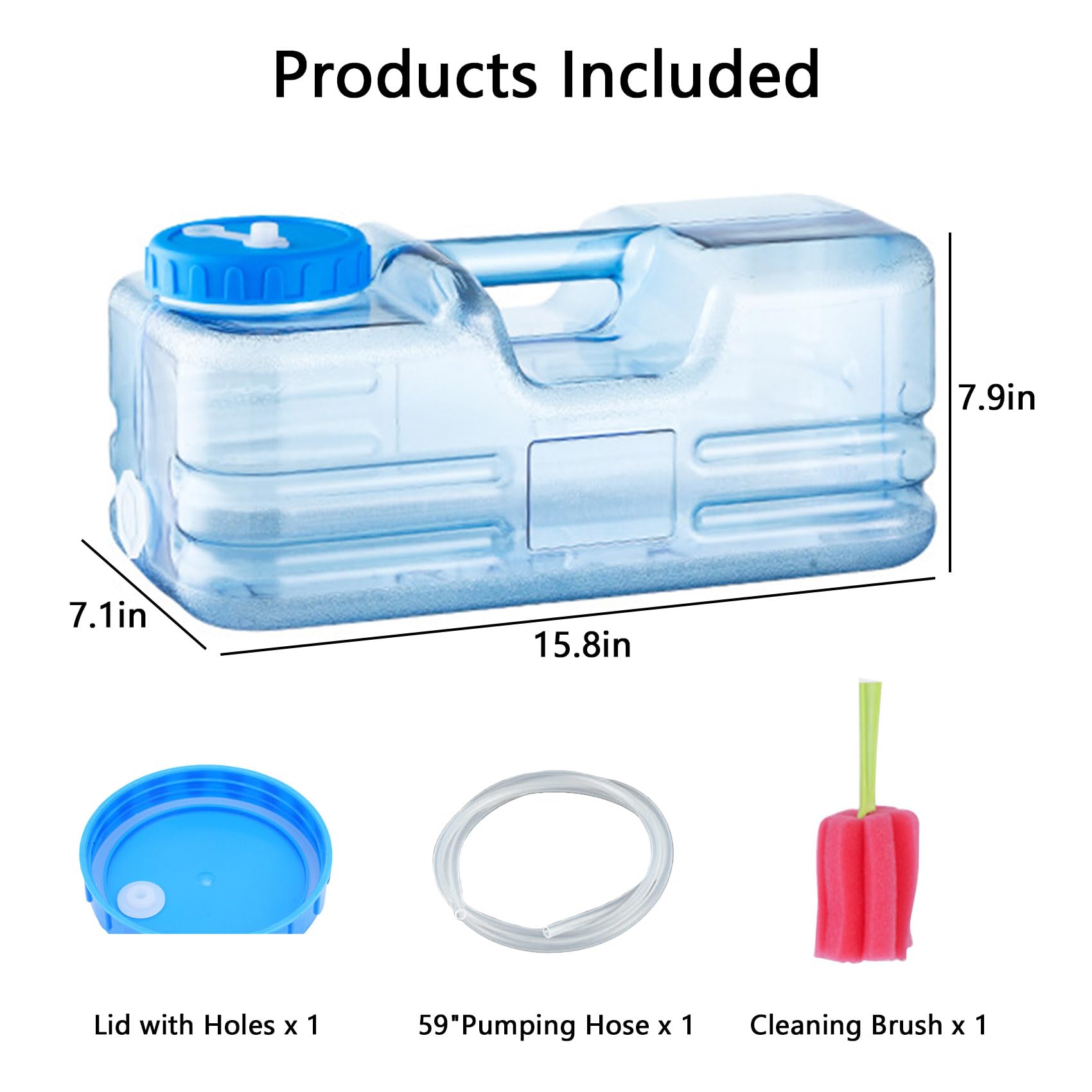 JOYVEDA 2.6 Gallon Blue Portable Water Storage with 59