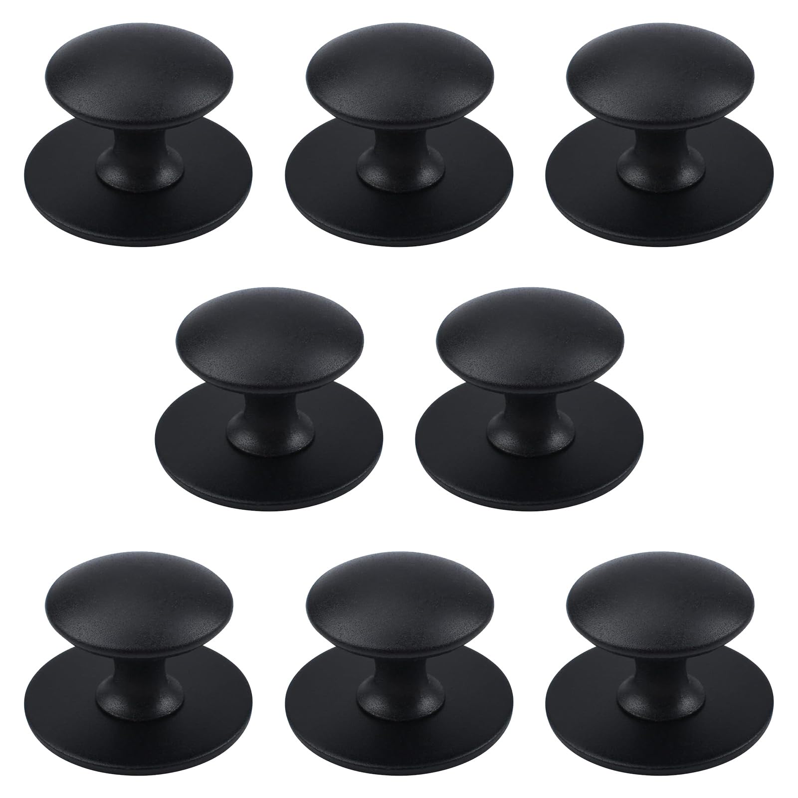 MOROBOR Adhesive Cabinet Knobs, 8 PCS Self-Stick Instant Kitchen Cabinet Drawer Pulls Stainless Steel Knobs for Windows, Wardrobes, Cabinets, Drawers (Matte Black)