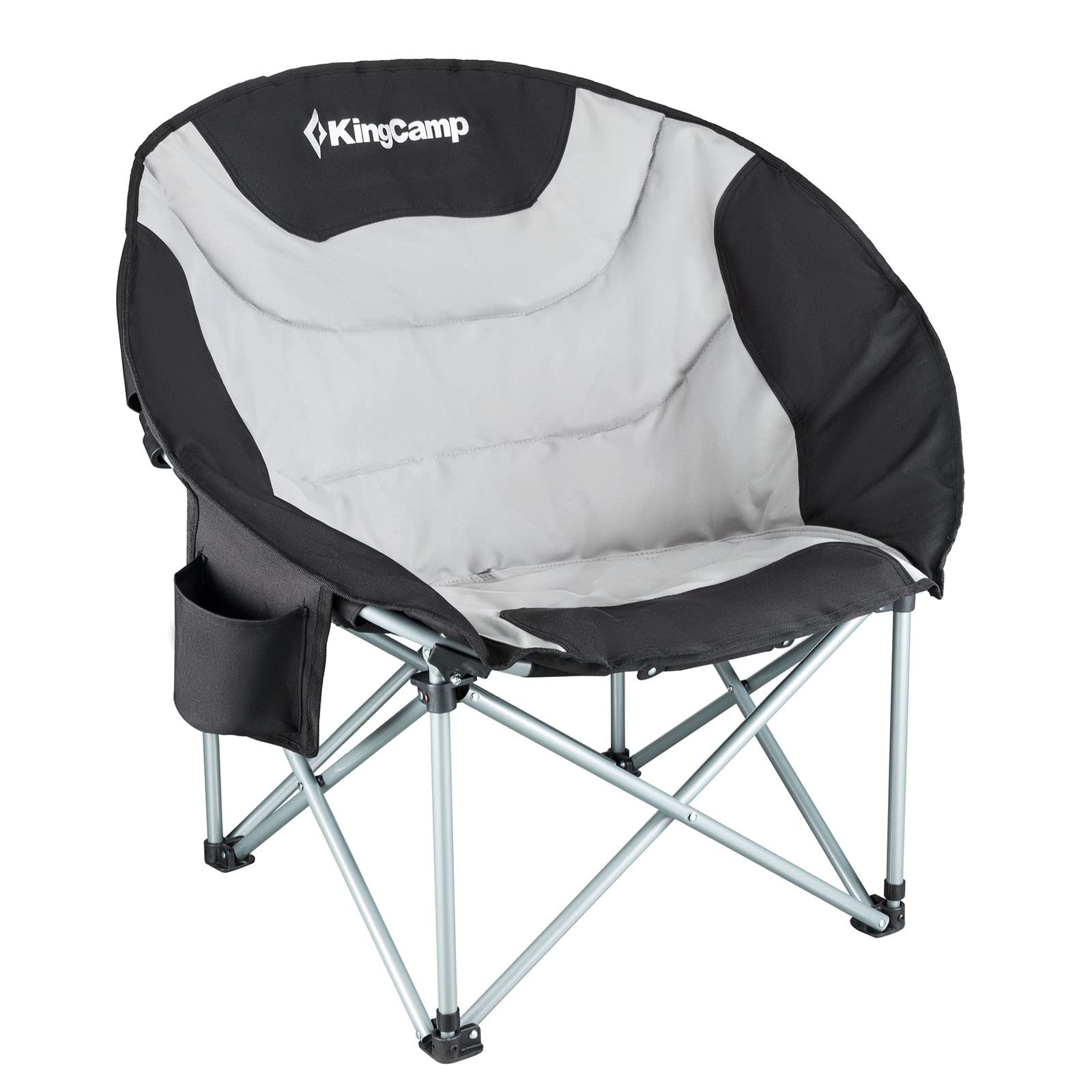 KingCamp Moon Chair Camping Składane krzesła ogrodowe, wytrzymałe, wyściełane krzesło kempingowe z uchwytem na kubek