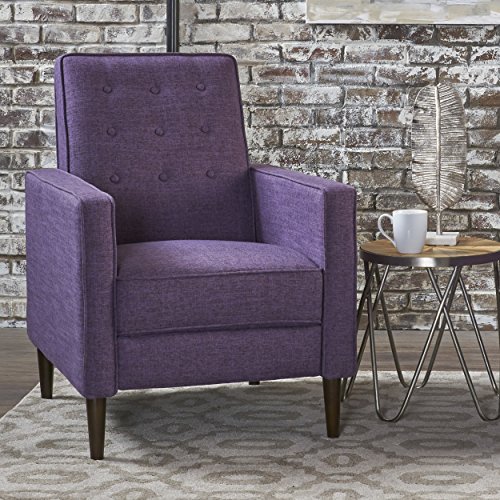 Christopher Knight Home Mervynn Mid-Century Modern Fabric Recliner,Polyester, Muted Purple / Dark Espresso #TOP27
