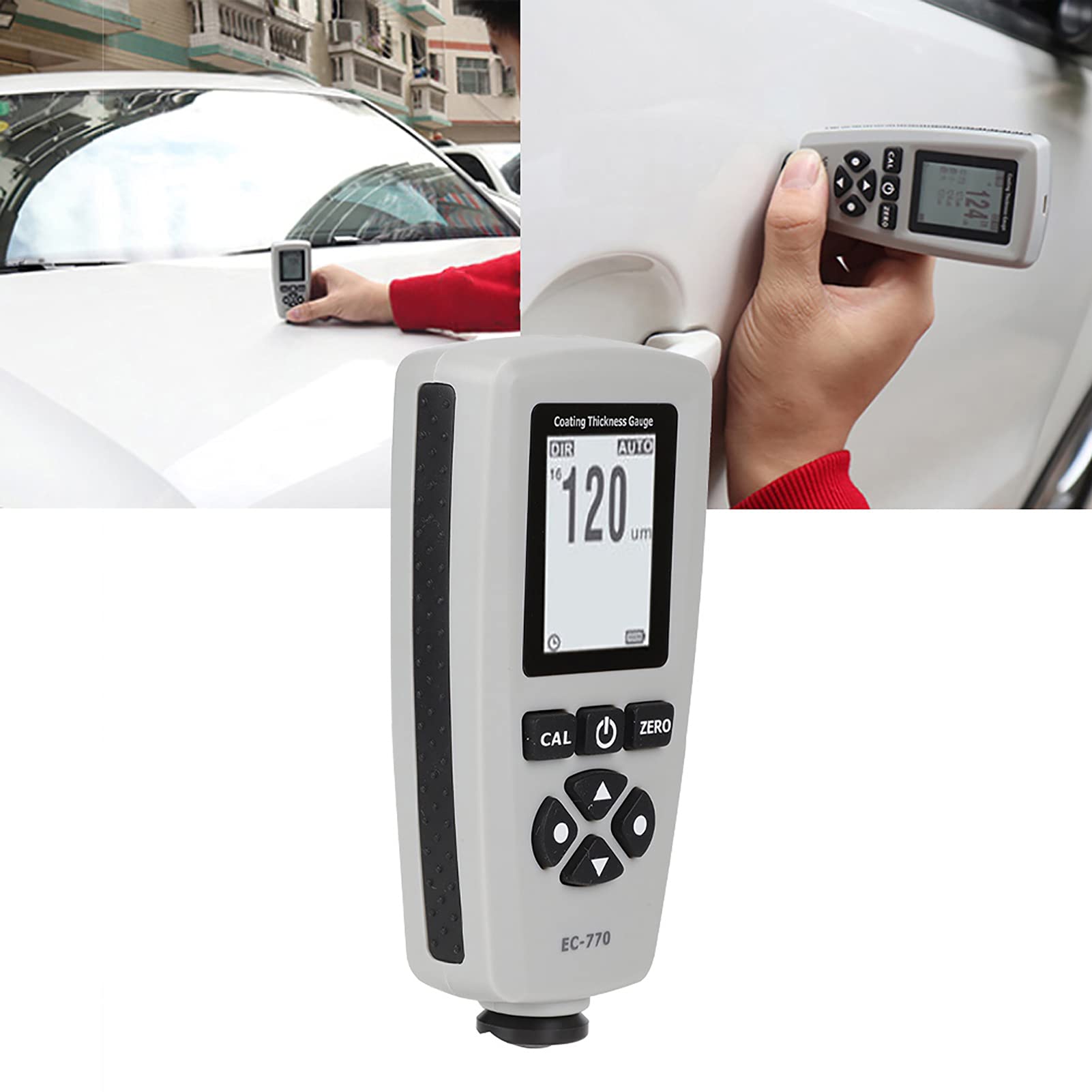 Misuratore di spessore del rivestimento professionale, misuratore di spessore della pellicola della vernice per auto Tester della sonda di spessore del rivestimento digitale EC-770