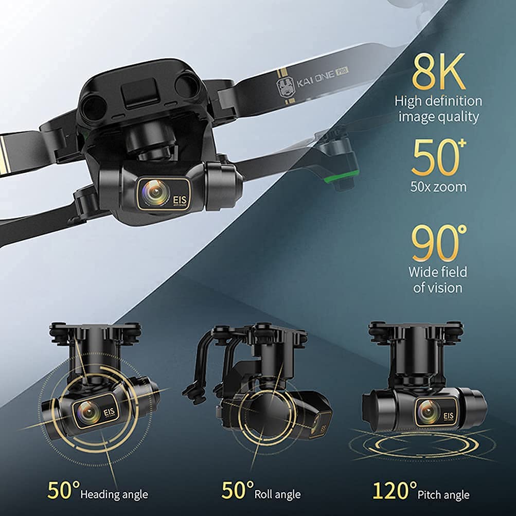 Drone with 3-Axis Gimbal Foldable GPS Drones with 8K Camera RC Quadcopter for Adults Drones 5G WiFi FPV EIS Anti-Shake Quadcopter with 50Mins Flight Time 2 Batteries