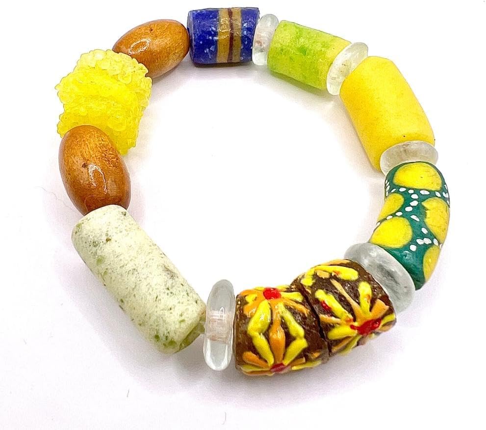 Ghanaian Handmade Powder Glass Trade Bead Bracelet