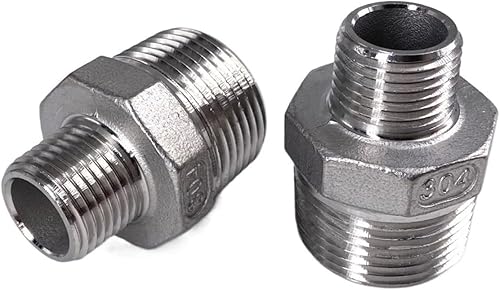 Miniatura 2 de 18" 14" 38" 12" 34" 1" 1-14" 1-12" NPT rosca macho 304 adaptador reductor conector de pezón hexagonal (color  metálico, tamaño 1-1l4 a 1)