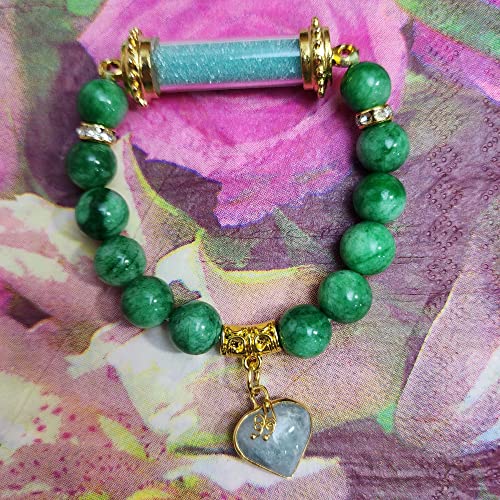 Image of Heavens Tvcz Buddha Bracelet with Thai Green Jade Healing Beads & Heart Pendant - Buddhist Lucky Charm Bangle for Love, Protection & Good Fortune