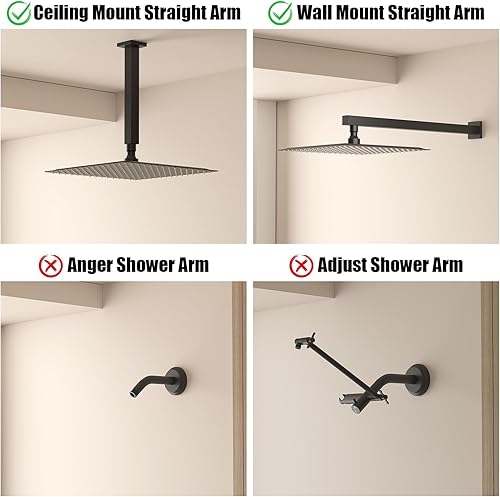 Miniatura 6 de BESy - Cabezal de ducha efecto lluvia cuadrado, de acero inoxidable de alta presión, de 116, ultra fino, cobertura de cuerpo completo con boquilla